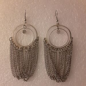Elegant Silver Chain Dangle Earrings